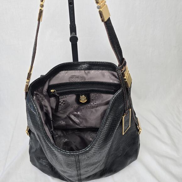 Vince Camuto Shoulder Bag Black Exotic Leather - Picture 4 of 16
